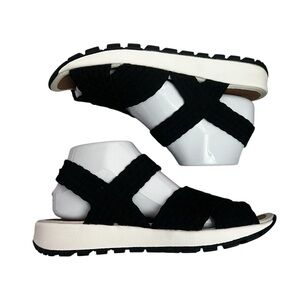 Bernie Mev Woven Open Toe Strappy Comfort Sandals 9 Black Everyday Travel Casual